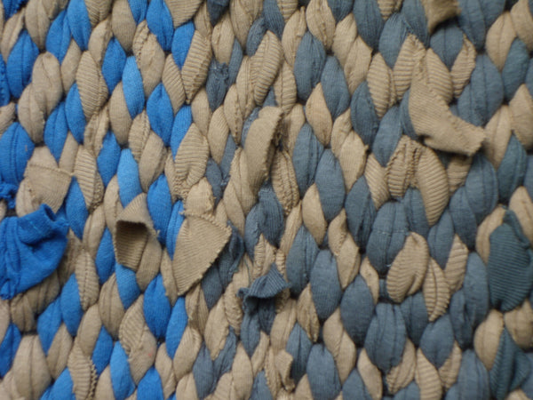 Blue, Beige, & Gray Woven Rug, 48" x 31" - Woven Rug -  -  Karen Tiede Studio - 6