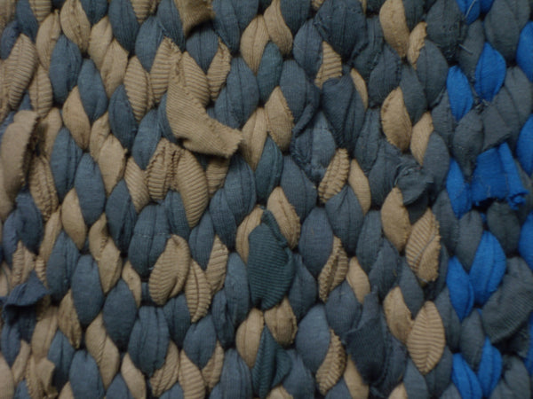 Blue, Beige, & Gray Woven Rug, 48" x 31" - Woven Rug -  -  Karen Tiede Studio - 7