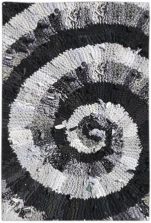 Black and White and Gray Spiral Area Rug - Printed Rug - 48" x 72" -  Karen Tiede Studio - 1