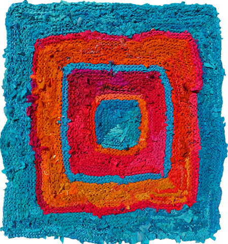 August Rag Rug, 41" x 41" - Knitted rug -  -  Karen Tiede Studio