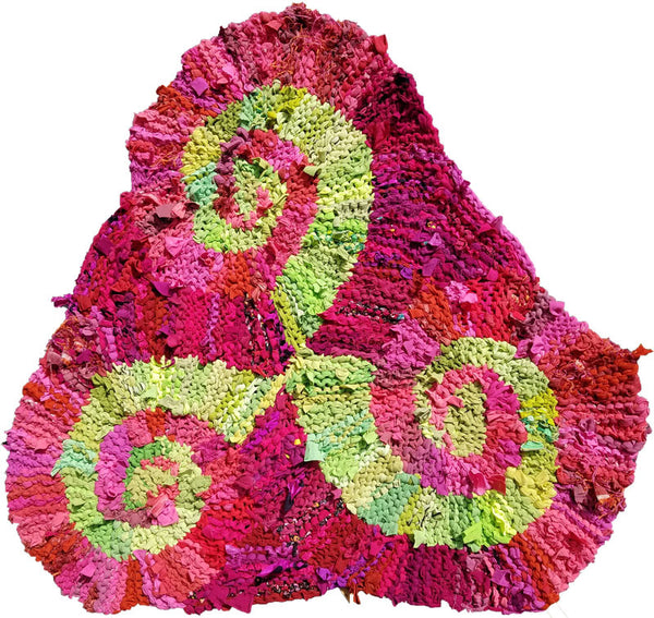 Pink & Lime Triple Spiral Rag Rug, 42" - Knitted rug -  -  Karen Tiede Studio - 1