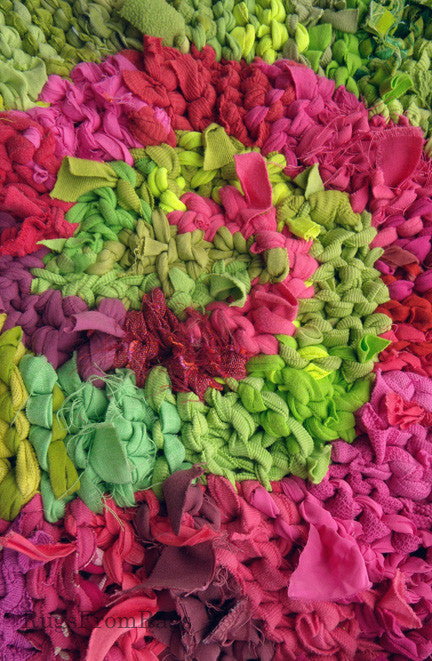 Pink & Lime Triple Spiral Rag Rug, 42