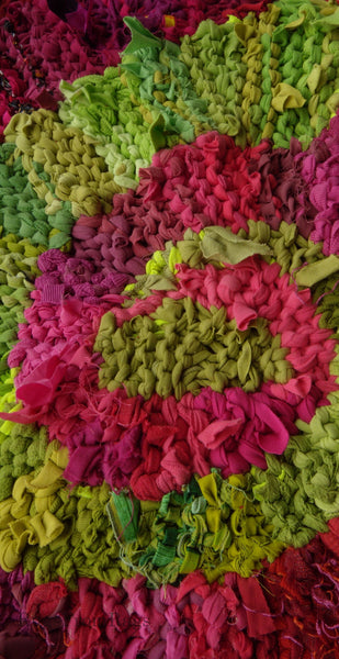 Pink & Lime Triple Spiral Rag Rug, 42" - Knitted rug -  -  Karen Tiede Studio - 3