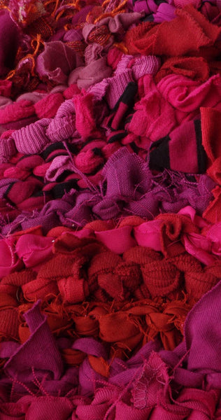 Pink & Lime Triple Spiral Rag Rug, 42" - Knitted rug -  -  Karen Tiede Studio - 4