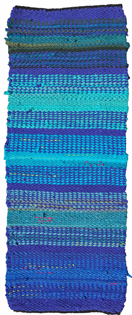 Seascape Rag Rug, 6'6" x 33" - Woven Rug -  -  Karen Tiede Studio - 1