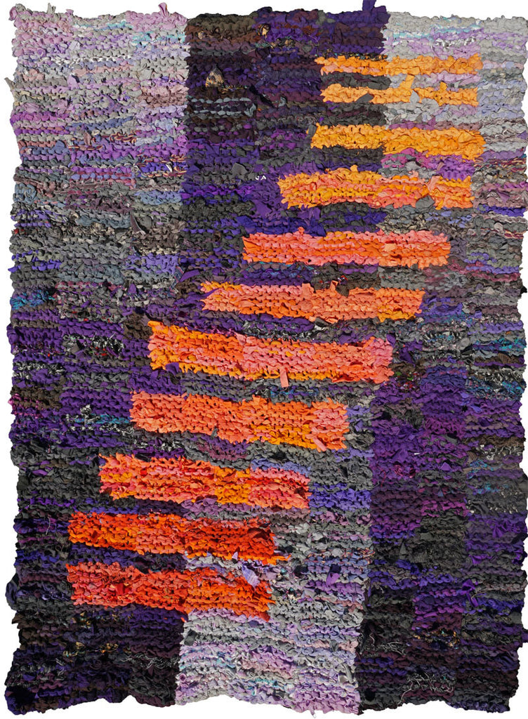 Purple and Peach Climbing Bars Rag Rug, 4' x 6' - Knitted rug -  -  Karen Tiede Studio - 1