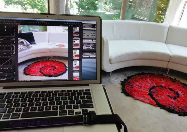 Red Nautilus Rag Rug, 47" x 38" - Knitted rug -  -  Karen Tiede Studio - 3