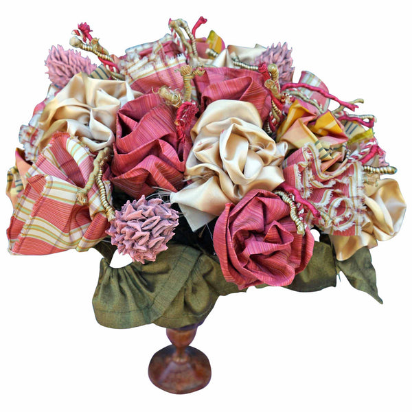 Plaid Roses in an Urn with Magnolias