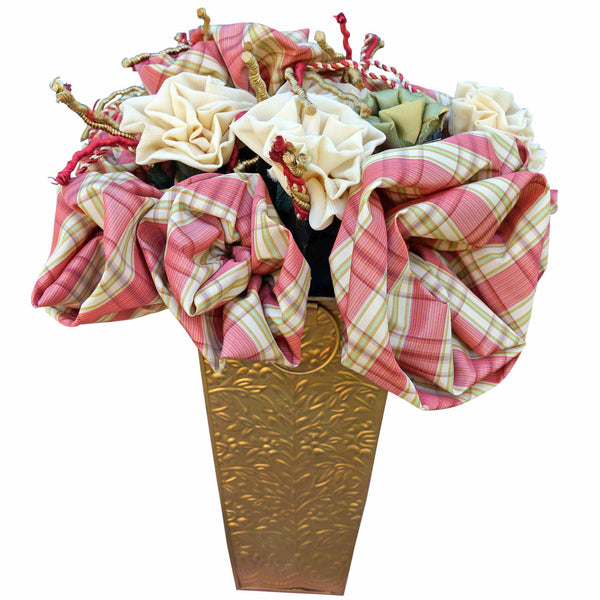 Plaid Roses in a Tall Container