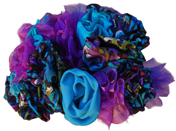 Purple & Teal Rayon Rose Bouquet