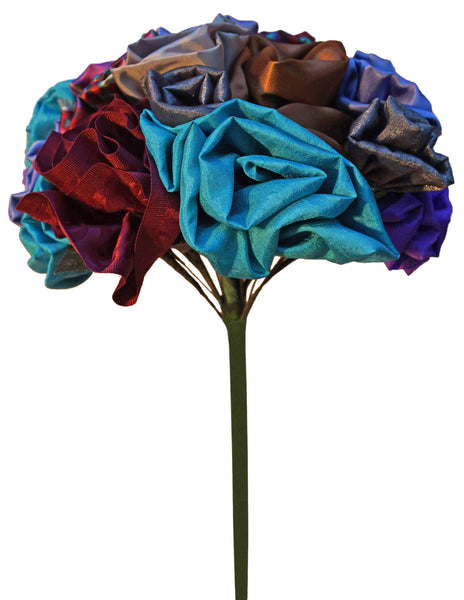 Red, Turquoise & Silver Rose Bouquet